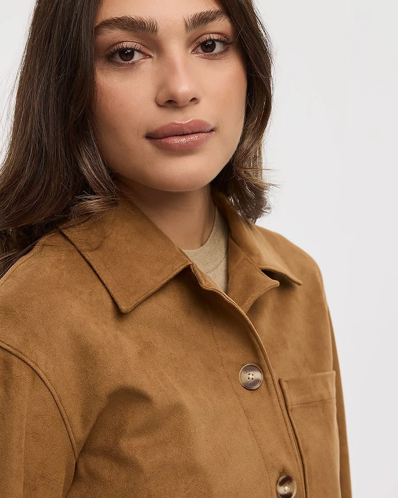 Cropped Faux-Suede Jacket