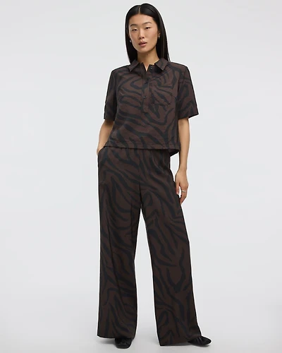 Wide-Leg High-Rise Pull-On Pant