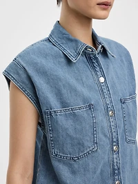 Extended-Sleeve Denim Shirt