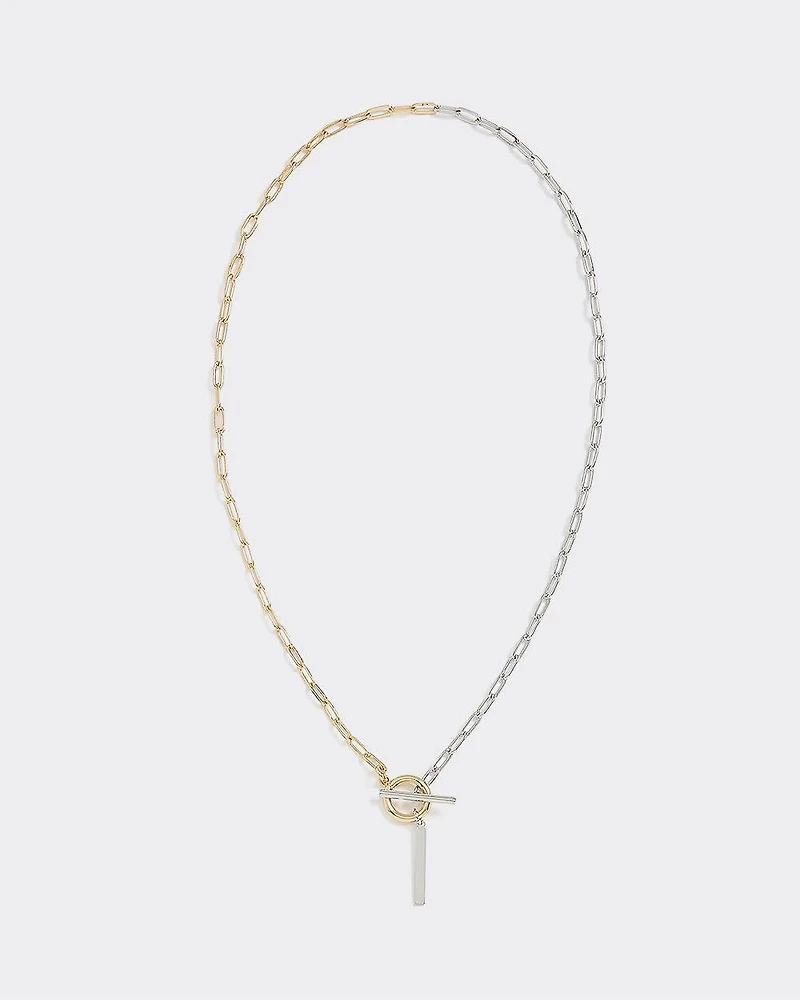 Short Two-Tone Link-Chain Necklace