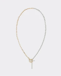 Short Two-Tone Link-Chain Necklace