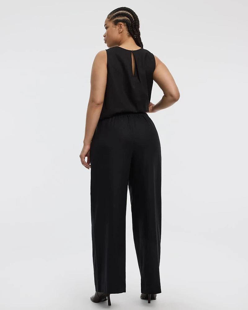 Wide-Leg Linen-Blend Pant