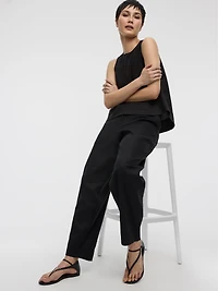 Pantalon en mélange de lin à jambe ballon