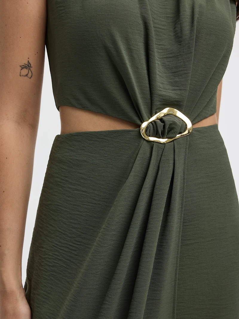 Robe Maxi Ajustée Sans Manches avec Découpes