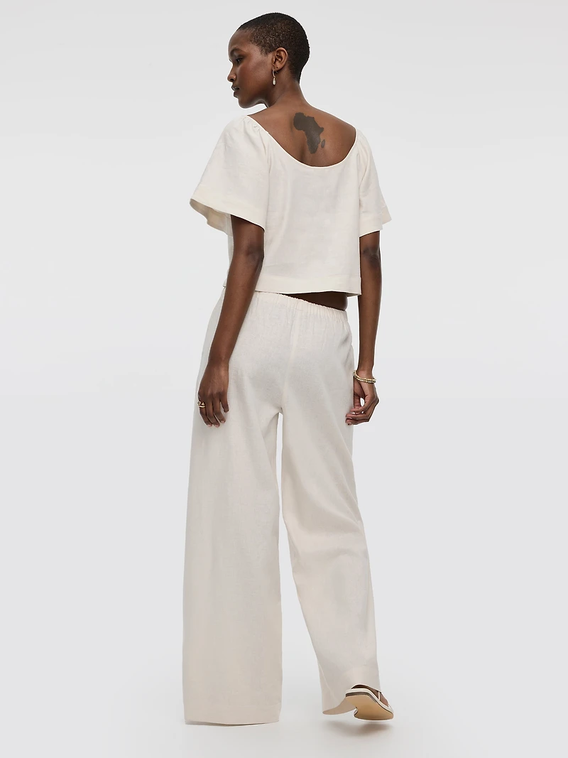 Scoop-Neck Blouse with Flutter Sleeves