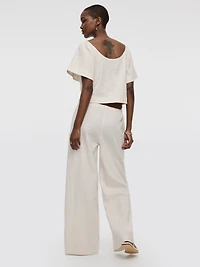 Scoop-Neck Blouse with Flutter Sleeves