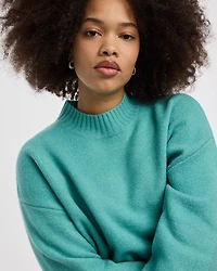 Long-Sleeve Mock-Neck Loose Pullover