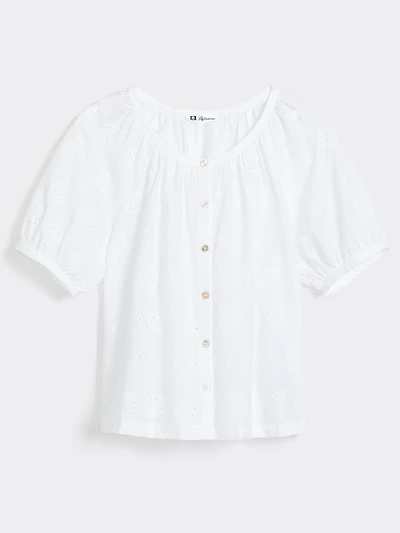 Blouse ample à manches courtes et col dégagé