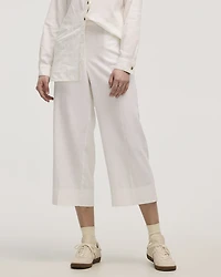 Cropped Wide-Leg Linen-Blend Pant - Petite