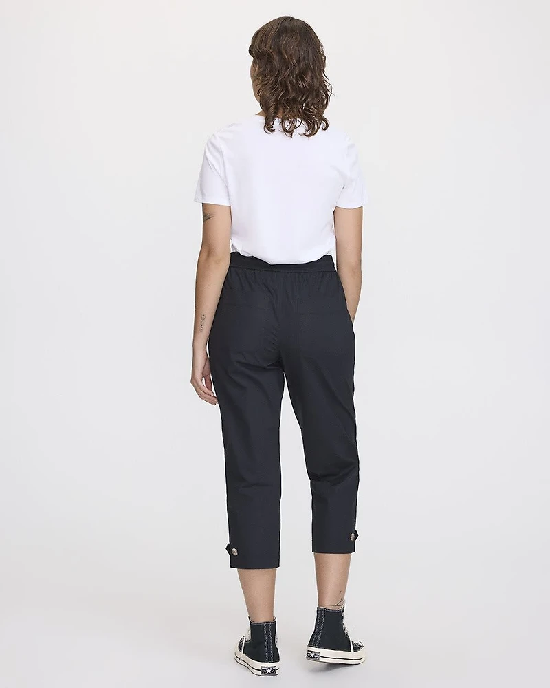 Straight-Leg High-Rise Poplin Capri Pant
