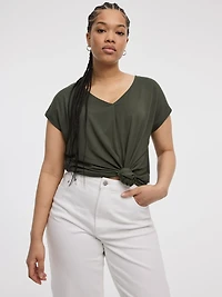 Tunique à manches très courtes et col V