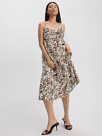 Sleeveless Midi Dress with Sweetheart Neckline