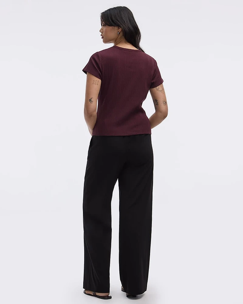 Fitted Crew-Neck Ribbed T-Shirt