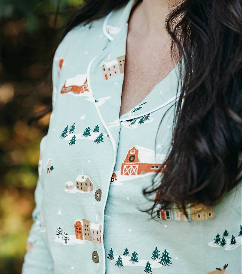 Christmas Scene Womens Pajama Shirt