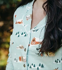 Christmas Scene Womens Pajama Shirt