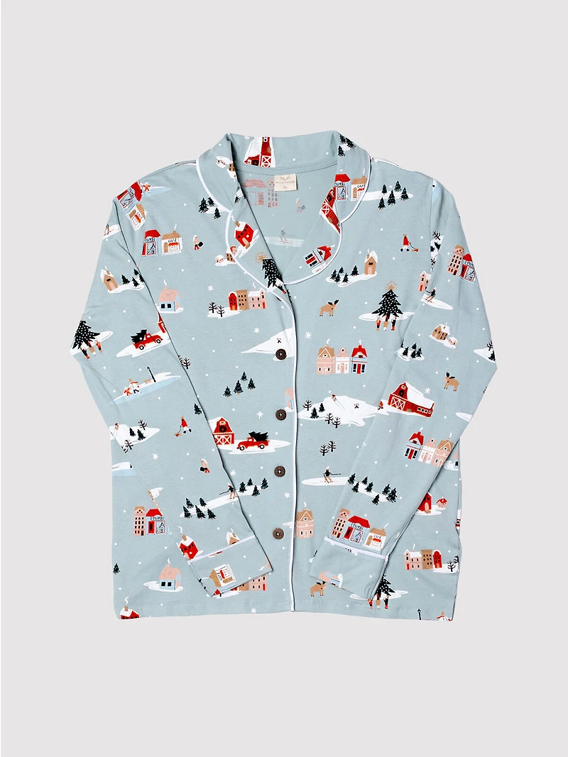 Christmas Scene Womens Pajama Shirt