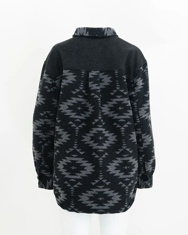 Unisex Aztec Jacket - Black + Grey