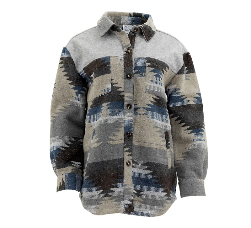 Unisex Aztec Jacket - Grey + Blue