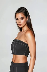 Super Cropped Button-Front Tube Top