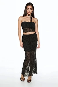 Floral Lace Tube Top & Skirt Set