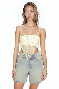 Sequin Sweater-Knit V-Hem Cami