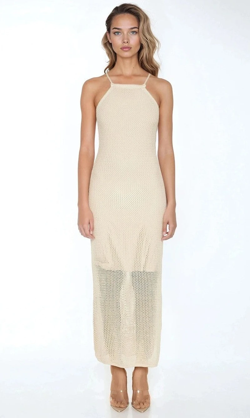 Crochet Halter Maxi Dress