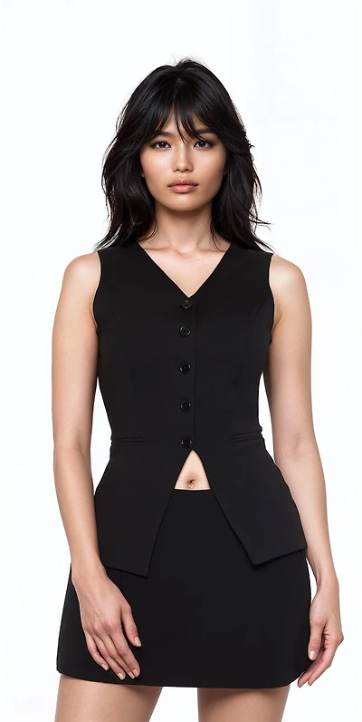 Sleeveless Button-Up Top