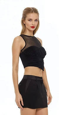 Ruched V-Hem Crop Top