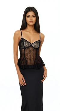 Sheer Mesh Flounce Cami