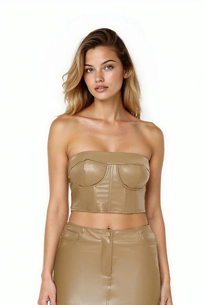 Faux Leather Tube Crop Top