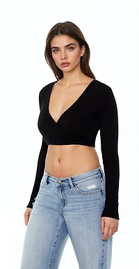 Surplice Crop Wrap Top