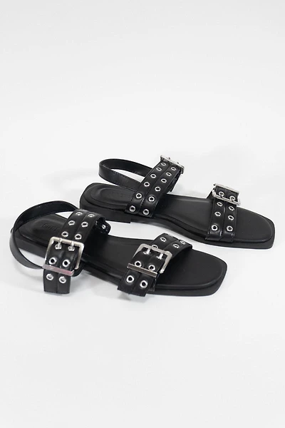 Grommet Strap Leather Sandals