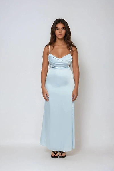 Satin Cowl Neck Maxi Dress