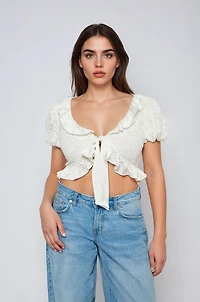 Ruffled Lace Crop Top