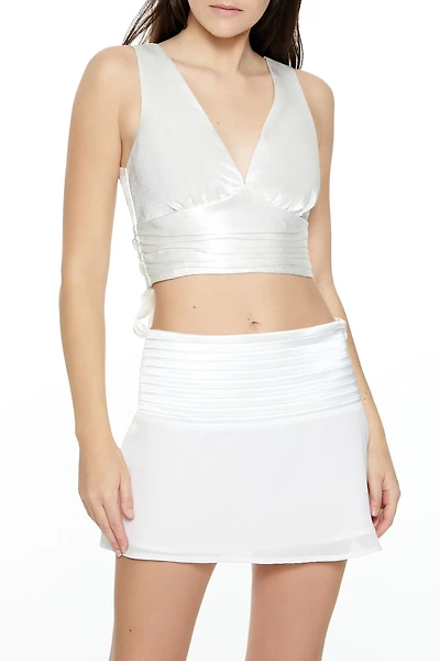 Satin Tie-Back Bow Crop Top