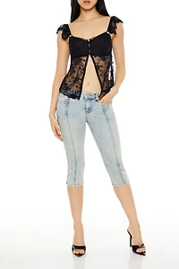 Mineral Wash Low-Rise Capri Jeans