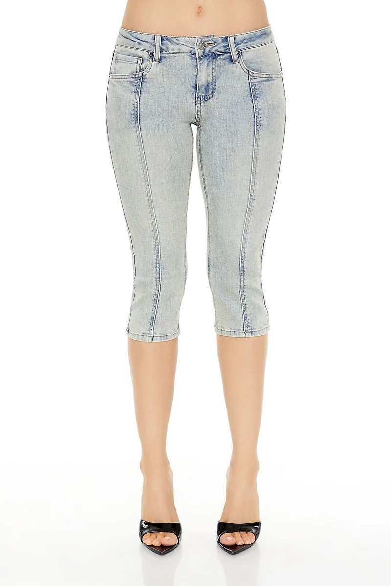 Mineral Wash Low-Rise Capri Jeans