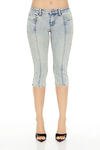 Mineral Wash Low-Rise Capri Jeans