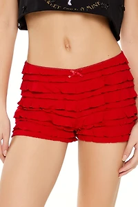 Tiered Ruffle-Trim Bow Shorts