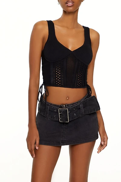 Sweater-Knit Plunging Crop Top