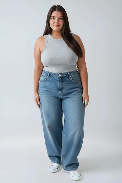 Plus Wide-Leg Denim Jeans