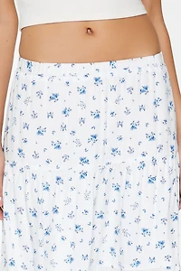 Tiered Floral Print Maxi Skirt