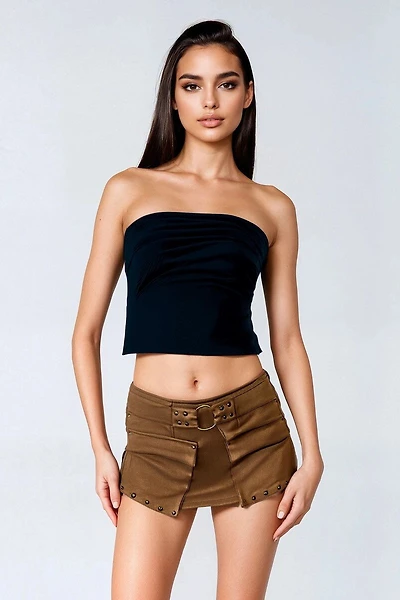 Faux Suede Studded Skort