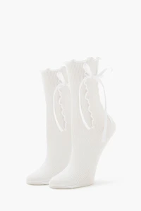 Bow Lettuce-Edge Crew Socks