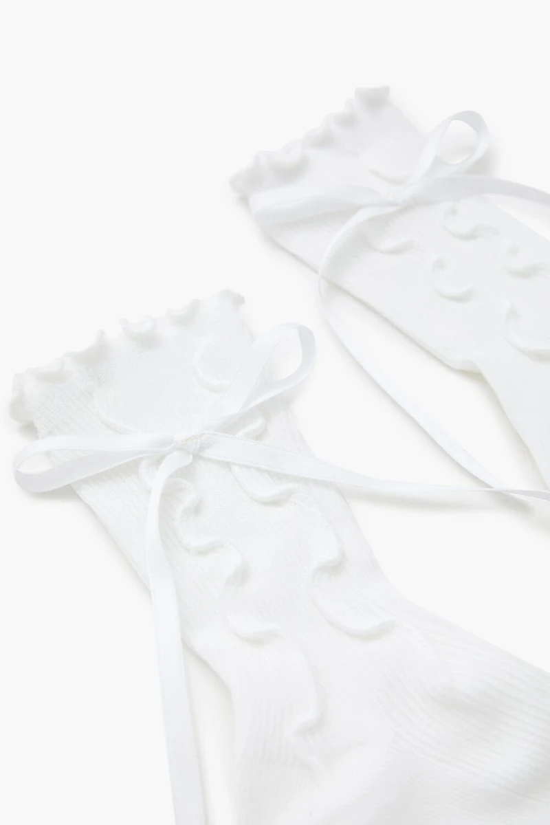 Bow Lettuce-Edge Crew Socks
