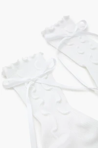 Bow Lettuce-Edge Crew Socks