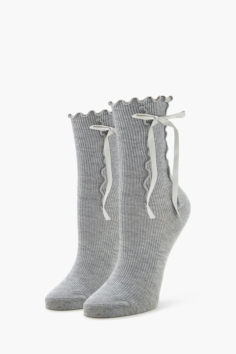 Bow Lettuce-Edge Crew Socks