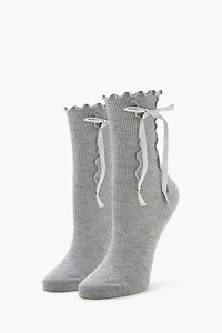 Bow Lettuce-Edge Crew Socks