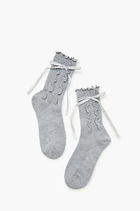 Bow Lettuce-Edge Crew Socks