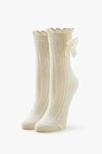 Bow Cable Knit Crew Socks